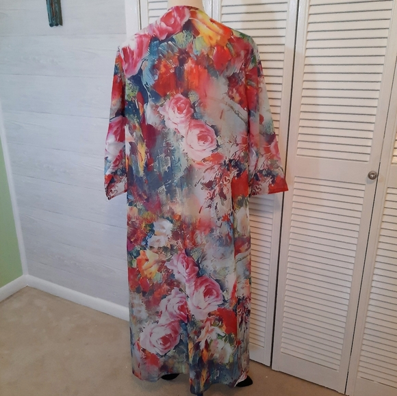 Boutique watercolor floral kimono shrug XXL *G - Picture 4 of 6